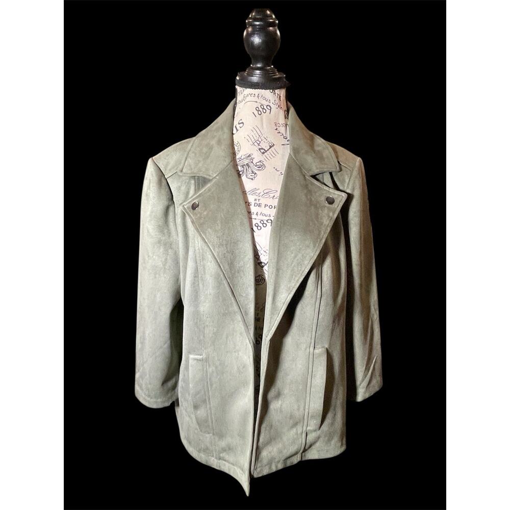Women’s NYCC Olive Green Suede-Feel Jacket - Polyester Blend XL